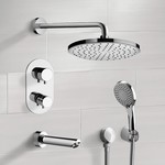 Remer TSH45 Chrome Thermostatic Tub and Shower System with Rain Shower Head and Hand Shower